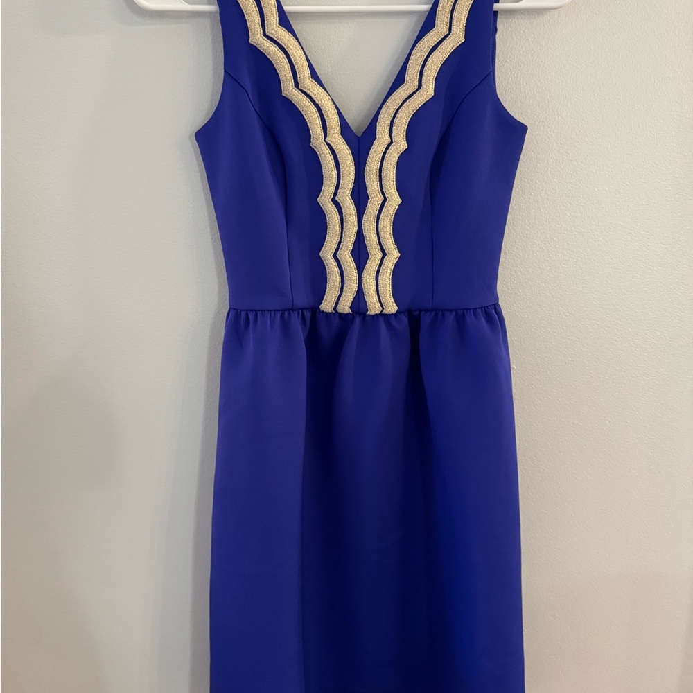 Lily Pulitzer Elegant Blue Dress with Gold Accents